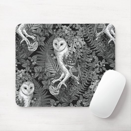 Uilen, varens, eik en bessen 4 muismat (Met muis)