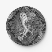 Uilen, varens, eik en bessen 4 papieren bordje (Voorkant)