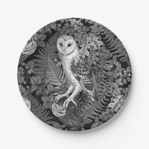 Uilen, varens, eik en bessen 4 papieren bordje