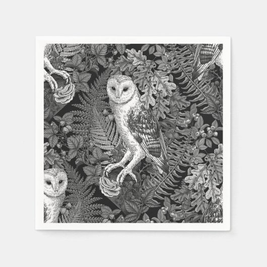 Uilen, varens, eik en bessen 4 servet (Voorkant)