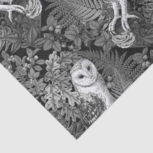 Uilen, varens, eik en bessen 4 tissuepapier (Detail)