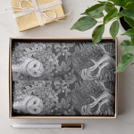 Uilen, varens, eik en bessen 4 tissuepapier (Geschenk)