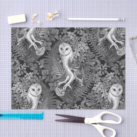 Uilen, varens, eik en bessen 4 tissuepapier (Craft)