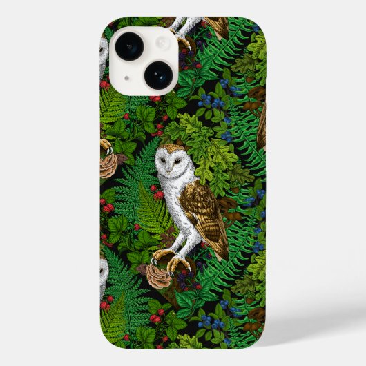 Uilen, varens, eik en bessen Case-Mate iPhone case (Achterkant)