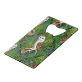 Uilen, varens, eik en bessen creditkaart flessenopener (Voorkant Gekanteld)