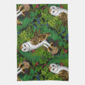 Uilen, varens, eik en bessen theedoek (Verticaal)