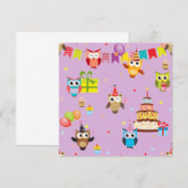 uilen verjaardagsfeest cake cute kaart (Voorkant / Achterkant)