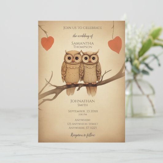 Uilen verliefd kaart (Staand voorkant)