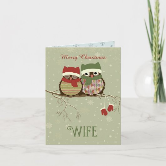  uilen vrouw kerst kaart (Voorkant)