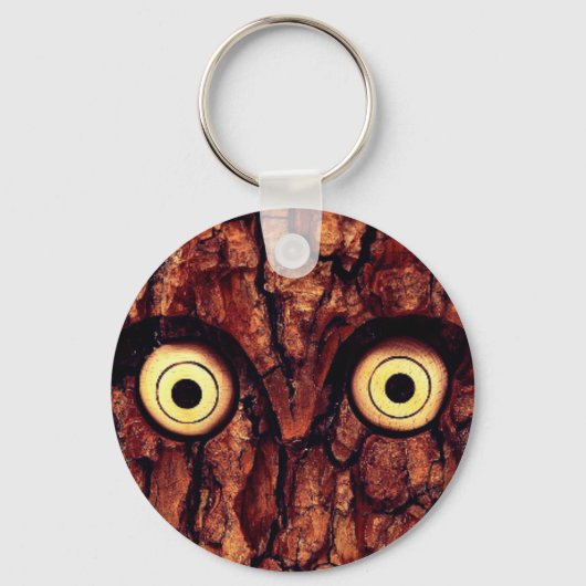 Uilenboomschors rustiek hout schattig sleutelhanger (Voorkant)