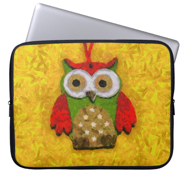 Uilenschilderij Laptop Sleeve (Voorkant)