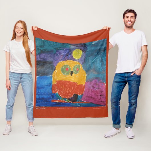 Uilenvogel "Kunst door kinderen" Fleece Deken (In situ)