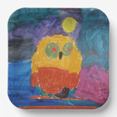 Uilenvogel "Kunst door kinderen" Papieren Bordje (Voorkant)