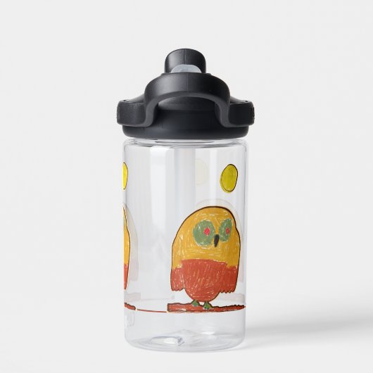 Uilenvogel "Kunst door kinderen" Waterfles (Achterkant)