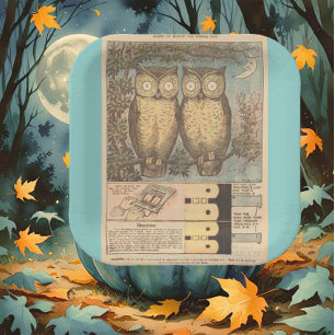 Uilillustratie van vintage herfst kinderambacht  papieren bordje