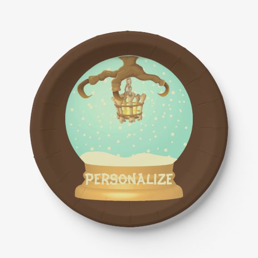 Uilklauw en bot kroonluchter herfst sneeuwbol papieren bordje (Voorkant)