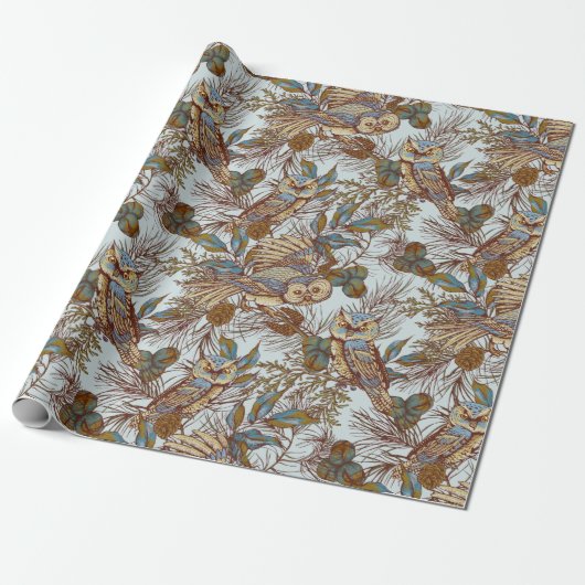 Uilpatroon Cadeaupapier (Uitgerold)