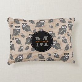 Uilpatroon & Landelijk Houten Initiaal Accent Kussen