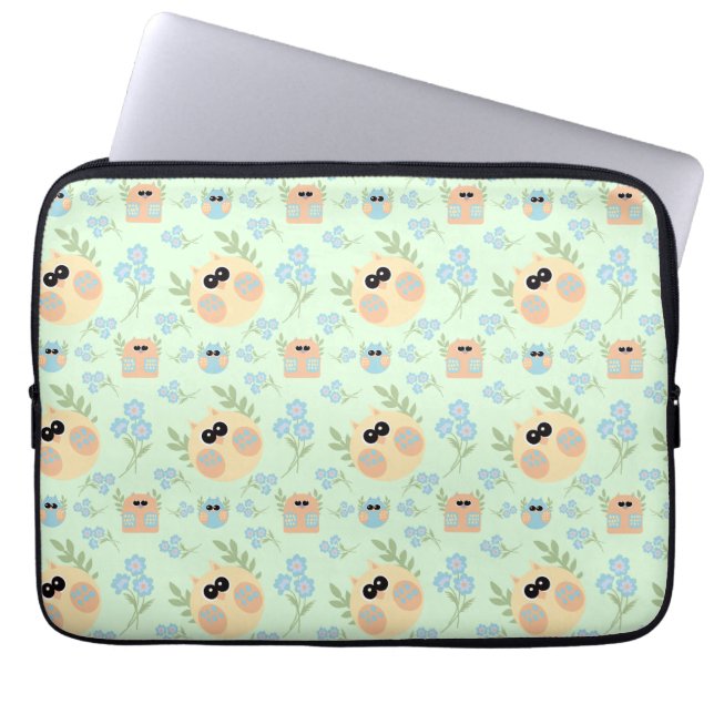 uilpatroon laptop sleeve (Voorkant)