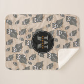 Uilpatroon & Rustieke Houten Initiaal Sherpa Deken (Voorkant (horizontaal))