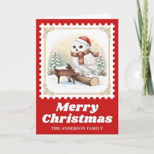 Uilpiano Retro Postzegel Kerstmuziek Feestdagen Kaart