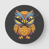 Uil's Delight: Kawaii-stijl grafisch ontwerp Ronde Klok (Voorkant)