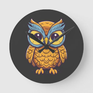 Uil's Delight: Kawaii-stijl grafisch ontwerp Ronde Klok