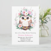 Uil's Enchanted Woodland roze meisje Baby shower Kaart (Staand voorkant)