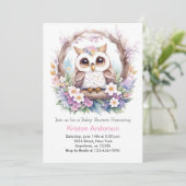 Uil's Nest of Joy: Meisje Baby shower Kaart (Staand voorkant)