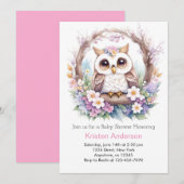 Uil's Nest of Joy: Meisje Baby shower Kaart (Voorkant / Achterkant)