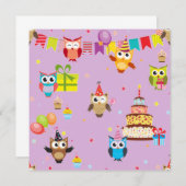 uiltje verjaardagsfeestcake schattig kaart (Voorkant / Achterkant)