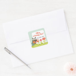 Uilververjaardagsuitnodiging voor kinderen  vierkante sticker