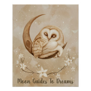 Uilvogel baby slapen op de maan perfect poster