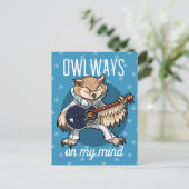 Uilways On My Mind Uil in Jumpsuit Cartoon Briefkaart (Staand voorkant)