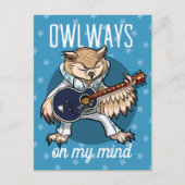 Uilways On My Mind Uil in Jumpsuit Cartoon Briefkaart (Voorkant)