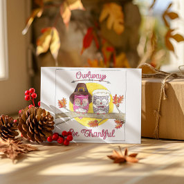 Uilways Wees dankbaar Pelgrim uilen Thanksgiving Feestdagen Kaart