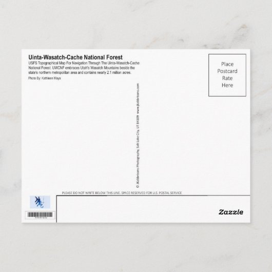 Uinta-Wasatch-Cache National Forest Topographic Briefkaart (Achterkant)