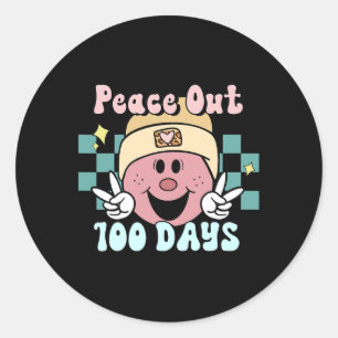 Uit 100 dagen van school glimlach gezicht retro gr ronde sticker