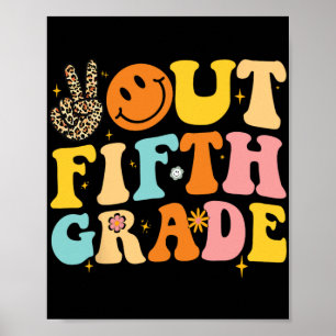 Uit 5e klas Retro Groovy Happy Last Day of Schoo Poster