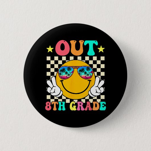 Uit 8e klas Afstuderen Laatste dag van school Grad Ronde Button 5,7 Cm (Voorkant)