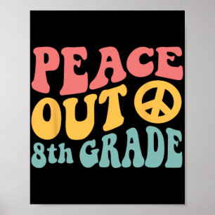 Uit 8e klas Grappige Retro 70's Laatste dag van 8e Poster