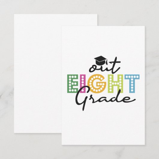 Uit achtste graad Afstuderen Hogere zomervakantie Bedankkaart (Voorkant / Achterkant)