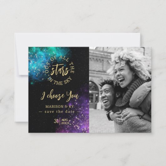 Uit alle sterren die ik kies je Foto Opslaan Datum (Voorkant)