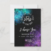 Uit alle sterren die ik kies, sla je de datum op (Voorkant)