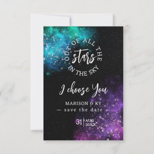 Uit alle sterren die ik kies, sla je de datum op (Voorkant)