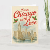 Uit Chicago met liefde – Vintage Christmas Folded Kaart (Voorkant)