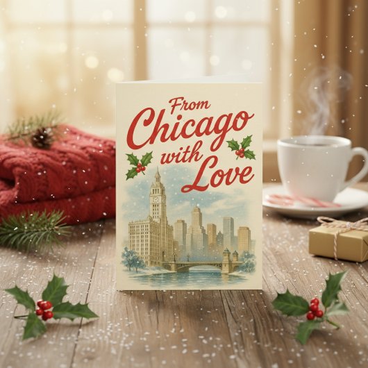 Uit Chicago met liefde – Vintage Christmas Folded Kaart