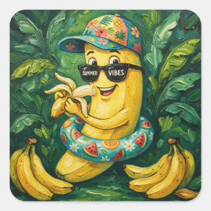 Uit de bibliotheek van Banana Summer Vibes Vierkante Sticker