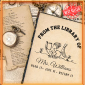 Uit de bibliotheek van | Bloemen Girly Book Teache Zelfinktende Stempel