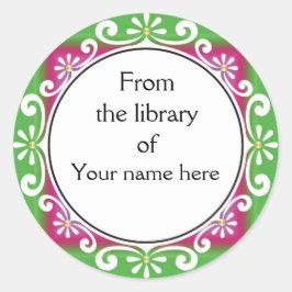 Uit de Bibliotheek van Boekplaten - White Swirls Ronde Sticker